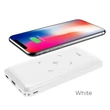 Univerzális hordozható, asztali akkumulátor töltő - HOCO J50 Power Bank - Type-C+ microUSB + Lightning +Wireless Charging - 10.000 mAh - fehér