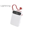 Univerzális hordozható, asztali akkumulátor töltő - HOCO J40 Lightning Power Bank - USB+microUSB+Type-C - 10.000 mAh - fehér