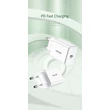Usams hálózati töltő adapter Type-C bemenettel - 5V/3A - Usams T14 PD Fast Travel Charger QC 3.0 - 18 W - fehér