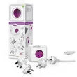 Allocacoc PowerCube ReWirable 4-es lila/fehér USB-s hálózati elosztó 3 cserélhető dugóval + tápkábel #01