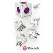 Allocacoc PowerCube ReWirable 5-ös lila/fehér hálózati elosztó 3 cserélhető dugóval + tápkábel #01