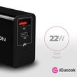 Axagon ACU-PQ22 QC3.0 + USB-C fekete fali töltő #01