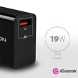 Axagon ACU-QC19 QC3.0 fekete fali töltő #01