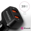 Axagon PWC-DQC 2x QC3.0 fekete autós töltő #01