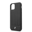 BMW iPhone 11 Pro csíkos fekete kemény bőrtok #01