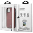 BMW iPhone 11 Pro vízszintesen csíkozott burgundi vörös kemény bőrtok #04