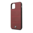 BMW iPhone 11 Pro vízszintesen csíkozott burgundi vörös kemény bőrtok #01