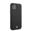 BMW iPhone 11 Pro vízszintesen csíkozott fekete kemény bőrtok #01