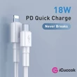 Baseus 1m Lightning mini > USB Type-C PD 18W fehér töltő és adatkábel #04