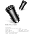 Baseus Gentleman 5V/4,8A dual USB piros autós töltő #02