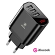 Baseus Mirror Lake 3xUSB 3.4A digitális kijelzős fekete hálózati töltő #01