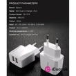 Baseus Travel Mini Dual USB 5V/2,1A fehér hálózati töltőfej #01