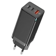 Baseus USB-C+C+A PD3.0/PPS/QC4 65W fekete hálózati gyorstöltőfej #01