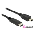 Delock 1m USB Type-C 2.0 apa - USB 2.0 mini-B típusú apa fekete kábel #01