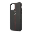 FERRARI GEN iPhone 11 Pro Max függőlegesen csíkozott fekete kemény bőrtok #01