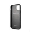 FERRARI Off Track iPhone 11 dombornyomott csíkos fekete bőrtok #01