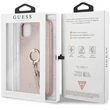 GUESS Saffiano iPhone 11 Pro gyűrűs kitámasztóval rózsaszín kemény tok #03