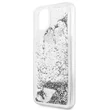 GUESS iPhone 11 Pro Max csillámos folyadékos szíves ezüst kemény tok #02