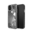 GUESS iPhone 11 Pro Max csillámos folyadékos szíves ezüst kemény tok #04