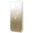 GUESS iPhone 11 Pro csillámos folyadékos háromszöges arany TPU tok #02