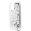 GUESS iPhone 11 csillámos folyadékos szíves ezüst kemény tok #01