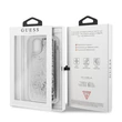 GUESS iPhone 11 csillámos folyadékos szíves ezüst kemény tok #02