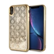 Guess iPhone XR arany csillámfolyadékos/rózsa mintás tok #01