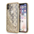 Guess iPhone X/XS rózsaarany csillámfolyadékos/rózsa mintás tok #01