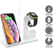 Qi univerzális vezeték nélküli töltő állomás - 10 W - Extreme WR-35 3in1 Wireless Charger for Smartphone + SmartWatch + Earphone - fehér