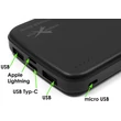 Univerzális hordozható, asztali akkumulátor töltő - Extreme POW0054 Power Bank - 2xUSB+microUSB+Type-C+Lightning - 10.000 mAh - black