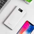 Univerzális hordozható, asztali akkumulátor töltő - Borofone BT2D Power Bank - 3xUSB + microUSB + Type-C - 30.000 mAh - fehér