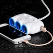 HOCO 3x szivargyújtó töltő elosztó + 2x USB csatlakozó 55 cm-es vezetékkel - 5V/3.1A - 15,5W - HOCO C1 - fehér