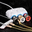 HOCO 3x szivargyújtó töltő elosztó + 2x USB csatlakozó 55 cm-es vezetékkel - 5V/3.1A - 15,5W - HOCO C1 - fehér