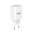 HOCO 2xUSB hálózati töltő adapter - 5V/2.1A - HOCO C62A Dual Port Charger - fehér