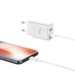 HOCO 2xUSB hálózati töltő adapter + lightning kábel - 5V/2.1A - HOCO C62A Dual Port Charger Set - fehér