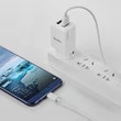HOCO 2xUSB hálózati töltő adapter + Type-C adatkábel - 5V/2.1A - HOCO C62A Dual Port Charger Set - fehér