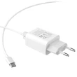 HOCO 2xUSB hálózati töltő adapter + Type-C adatkábel - 5V/2.1A - HOCO C62A Dual Port Charger Set - fehér