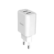 HOCO 2xUSB hálózati töltő adapter - 5V/2.1A - HOCO C62A Dual Port Charger - fehér