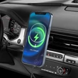 HOCO Qi vezeték nélküli, szellőzőrácsba illeszthető autós tartó/gyorstöltő MagSafe vezeték nélküli funkcióval rendelkező Apple készülékekhez - HOCO CA90 - fekete