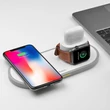 HOCO Qi univerzális vezeték nélküli töltő állomás - 10W - HOCO CW21 Wireless Fast Charger 3in1 - Qi eszköz/Apple iWatch/TWS Airpods - fehér