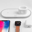 HOCO Qi univerzális vezeték nélküli töltő állomás - 10W - HOCO CW21 Wireless Fast Charger 3in1 - Qi eszköz/Apple iWatch/TWS Airpods - fehér