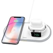 HOCO Qi univerzális vezeték nélküli töltő állomás - 10W - HOCO CW21 Wireless Fast Charger 3in1 - Qi eszköz/Apple iWatch/TWS Airpods - fehér