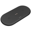 HOCO Qi univerzális vezeték nélküli töltő állomás - 5V/3A - HOCO CW23 Dual 2in1 Wireless Charger - fekete - Qi szabványos