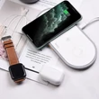 HOCO Qi univerzális vezeték nélküli töltő állomás - 10W - HOCO CW24 Wireless Fast Charger 3in1 - Qi eszköz/Apple iWatch/TWS Airpods - fehér