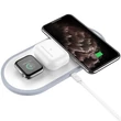 HOCO Qi univerzális vezeték nélküli töltő állomás - 10W - HOCO CW24 Wireless Fast Charger 3in1 - Qi eszköz/Apple iWatch/TWS Airpods - fehér