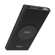 Univerzális hordozható, asztali vezetékmentes akkumulátor töltő - HOCO J37 Power Bank - 2xUSB+Type-C+microUSB+Wireless - 10.000 mAh - fekete