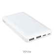 Univerzális hordozható, asztali akkumulátor töltő - HOCO J48 Nimbe Power Bank - 2xUSB+microUSB+Type-C - 10.000 mAh - fehér