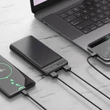 Univerzális hordozható, asztali akkumulátor töltő - HOCO J52 Power Bank - 2xUSB+microUSB+Type-C - 10.000 mAh - fekete
