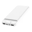 Univerzális hordozható, asztali akkumulátor töltő - HOCO J52 Power Bank - 2xUSB+microUSB+Type-C - 10.000 mAh - fehér