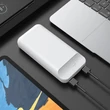 Univerzális hordozható, asztali akkumulátor töltő - HOCO J52A Power Bank - 2xUSB - 20.000 mAh - fehér